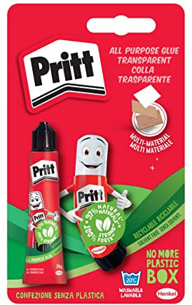Pritt Colla Universale Attaccatutto, Trasparente, Forte, Rapido, Resistente all'Acqua, Senza Solventi, per Molteplici Materiali, Tubo da 20g