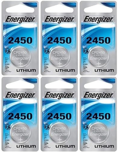 Energizer CR2450 Lithium Battery, 3v ECR2450, Qty 6