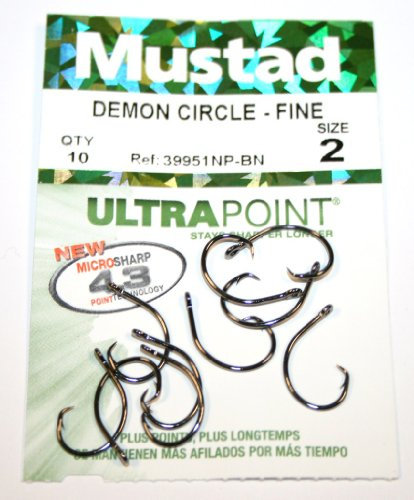 Mustad 39951NP-BN Demon Circle Fine Hooks - Size 2 - Pack Qty 10
