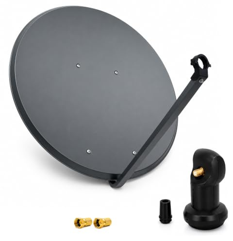 PremiumX Satelliten-Komplettanlage 100cm Satellitenschüssel Aluminium Anthrazit Antenne Single LNB F-Stecker, SAT für 1 Teilnehmer