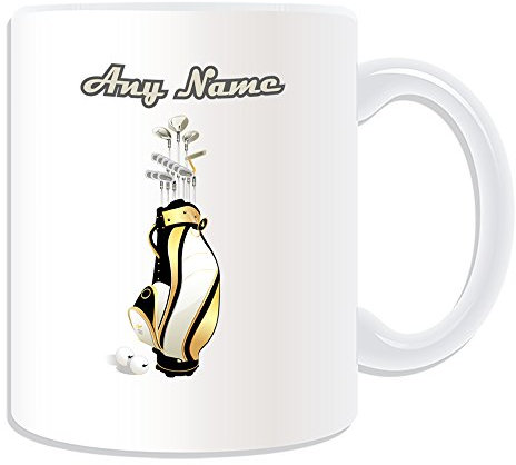 Personalised Gift - Golf Mug (Sport Design Theme, White) - Any Name/Message on Your Unique Mug - Club R&A USGA