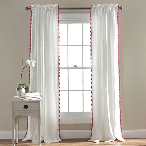 Lush Decor Pom Pom Fenster Vorhang Panel, 213,4 x 127 cm Pink