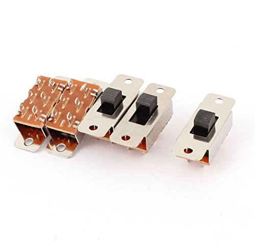 sourcing map 5pcs DIYPcsB DPDT Posición 3 mini interruptor deslizante de CA 250V 3A 125V 6A