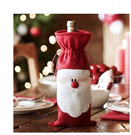Utsunomiya® Set de 2 Super Douce Party de Noël Bouteille de vin weinbag poches Couverture Sac cadeau pour le vin, champagne, décoration de table pour Noël, DIY Décoration