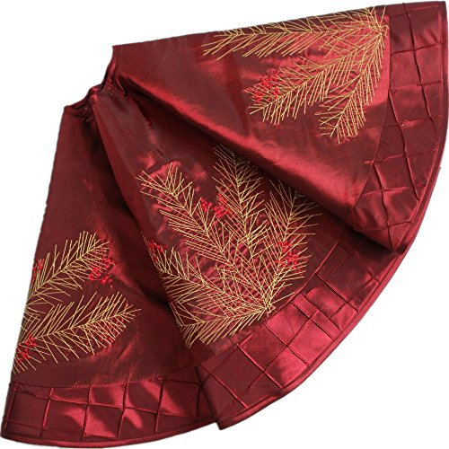 SORRENTO Christbaum-Teppich, Motiv: Tannenzweige und Kirschen, extra-groß, Bestickt, Rand mit Biesenfalten, 127 cm