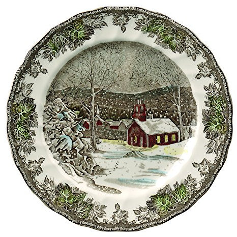Johnson Brothers A4038101005 Friendly Village - Plato de cena, color rojo, verde, plata, azul