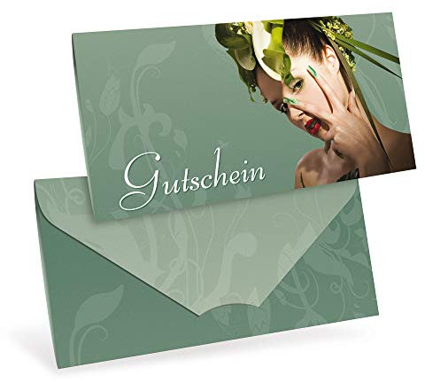 Premium Gutscheinkarten (10 Stück) - Geschenkgutscheine für Kosmetik, Beauty, Nagelstudio - DIN lang Faltkarte verschließbar