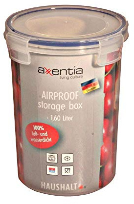 axentia Gefrier-Vorratsdose in Transparent, eckige Butterbrotdose Airproof, temperaturbeständige Brotdose mit 4 praktischen Klapplaschen, Einfrierbare Aufbewahrungsbox mikrowellengeeignet, ca. 1,6 l
