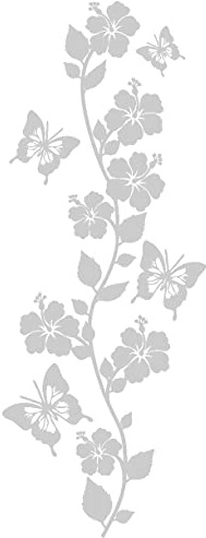 Samunshi® Blumenranke Wandtattoo lang 30 x 80cm silbermetalleffekt