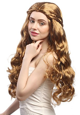 WIG ME UP - 91323-ZA27-ZA27A Perücke Damen sehr lang wellig Goldblond-Blond-Braun-Mix aufwendig geflochten Mittelscheitel Romantik Märchen Hippie
