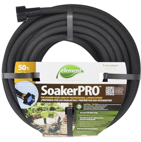 Element SoakerPRO Soaker Hose, 50' Length, 3/8 Diameter, Black