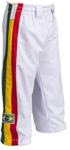Authentische Brasilianische Capoeira Kampfkunst Junge Hose (Weiß, Jamaican, Reggae Thema) - 5-6