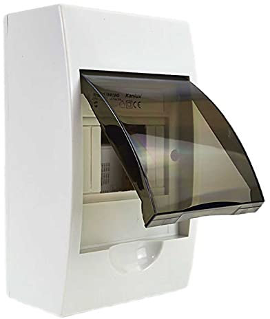 Kanlux Sicherungskasten Kleinverteiler IP40 aufputz Unterverteilung 1-reihig 4 Module, weiß / grau