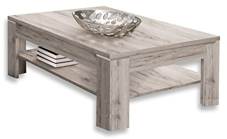 FORTE Savoy Couchtisch mit 1 Ablage, Holzwerkstoff, Sandeiche, 120 x 75 x 43 cm