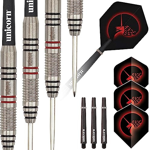 Unicorn Steel Tip Darts Set, Core Plus, Tungsten Barrels, 20g, 21g, 22g, 23g, 24g, 25g, 26g or 27g