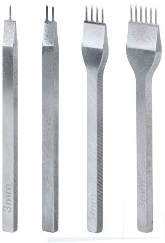 Malayas Perforadoras Herramientas Artesanales Costura, Tenedores para Coser Cuero, Herramientas de Cuero para Marcar Puntadas, Juego de Perforadores de Cuero de 1+2+4+6 Puntas-3mm