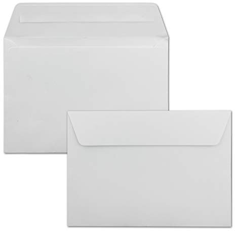 100x Briefumschläge Hochweiß/Kristallweiß DIN C6 Format 11,4 x 16,2 cm - Haftklebung - Kuverts ohne Fenster - Weihnachten, Grußkarten & Einladungen - Für A6 & A4 Papier