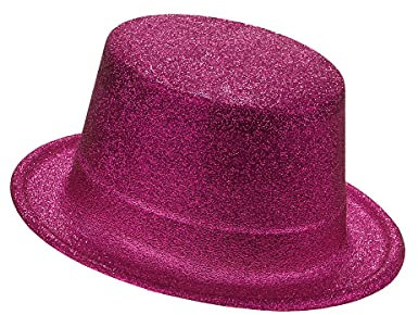 DEGUISE TOI - Chapeau Haut de Forme Plastique pailleté Fuschia Adulte - Chapeau - Taille Unique - Rose - Accessoires pour déguisement - Plastique - - Carnaval