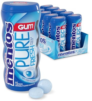 Mentos Sugar Free PURE Fresh Mint Gum 10 Pack by Perfetti Van Melle [Foods]
