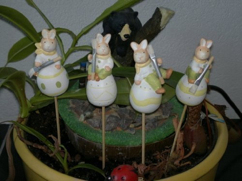 Blumenstecker Osterdekoration Hasen Keramik 4er Set