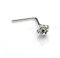 Clou de Nez Coudé en L en Argent 925/1000 et Oxyde de Zirconium Carré 2mm