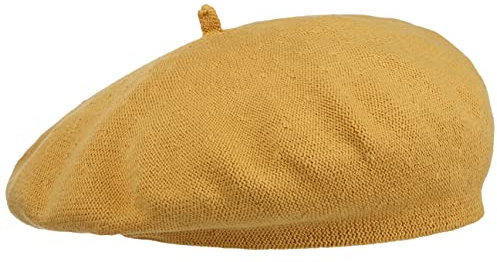 Lipodo Biskaya Baumwollbaske Damen - Baskenmütze aus 100% Baumwolle - Mütze One Size (53-58 cm) - Franzosenmütze Frühjahr/Sommer gelb