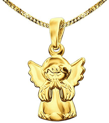 CLEVER SCHMUCK-SET Dorado Colgante niños pequeños-ángel de la Guardia rezando de rodillas brillante de oro 333 con dorado cadena con 40 cm (F)
