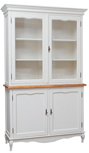 Biscottini Buffetschrank Holz massiv Made in Italy - Vitrinenschrank Vintage 207x43x125 cm - Küchenbuffet buffetschrank landhausstil - Wohnzimmer möbel