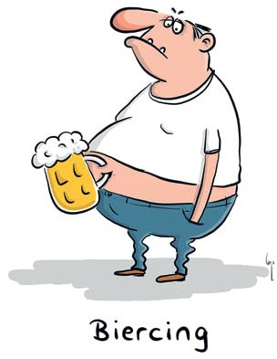 modern times -3er Set Postkarte CARTOON - Motiv: BIERCING, Anlass: Fun Cartoon/Satire, Künstler/Verlag: KÖPENICKER CG © LARS, Mario, Größe: A6