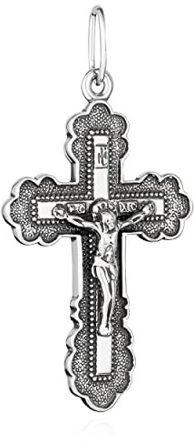 NKlaus Kettenanhänger Jesus Kreuz 925 Silber Orthodoxe Anhänger Glaubenssymbol K01