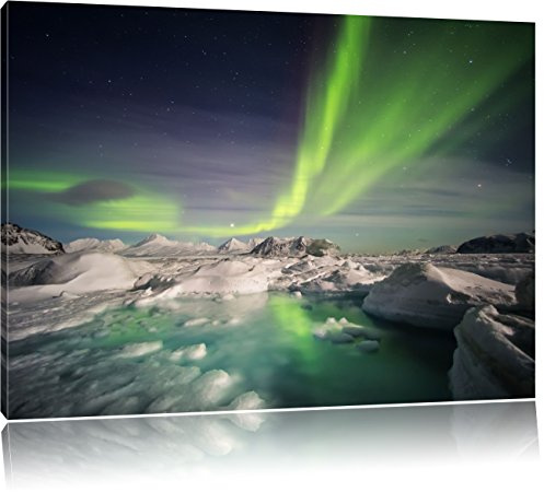 Pixxprint gewaltiges Polarlicht, Größe: 80x60cm, Leinwandbild, fertig gespannt, Wandbild, Dekoration, Kunstdruck, kein Poster