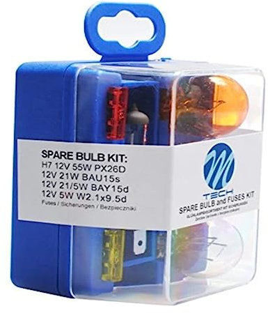 M-Tech H7 60/55W 12V Glühbirnen Set/Ersatzlampen mit Sicherungen, Orange