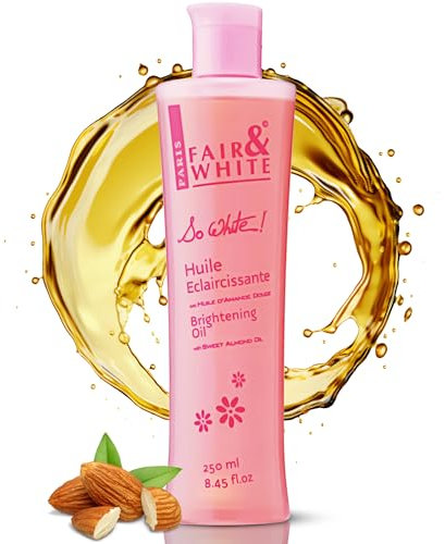 FAIR & WHITE So White Body Oil, 250ml / 8.45fl.oz - with Vitamin E, Almond Oil and 'Lumiskin', Hydrating Formula for Wrinkles, Dryness