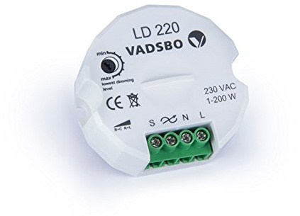 Vadsbo, Energy Saving Dimmerswitch, Trailing Edge, Universal Dimmer LD220, max. load 200W, Universal-Dimmschalter; Universalen Tast-Dimmer