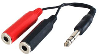 Pro - 6.35mm Male to 2x Stereo ¼” Female Socket Adapter Cable - Quality Headphone Splitter Mixer Amp - Guitar/Instrument/Keyboard - Loops