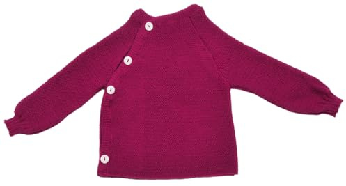 Reiff Baby-Schlüttli aus Bio-Merinowolle – kuschelige Strickjacke mit Knöpfen – Größe 74-80 – Farbe Beere