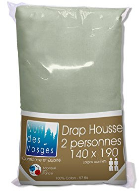 Nuit des Vosges 2185263 Cotoval Drap Housse Uni Coton Gris Souris 140 x 190 cm