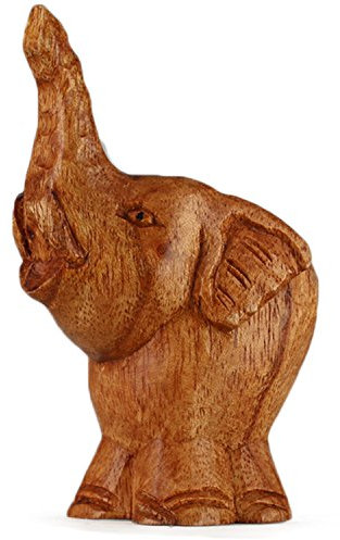 ART-CRAFT Holz-Elefant Schnitzerei aus Suar Holz 9cm