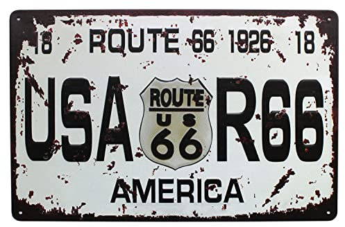 66Retro Tin Signs Route 66 1926 USA R66 American Metall blechschild, Vintage Schild Auto Nummernschild geprägt Tag Garage Home Wand-Decor