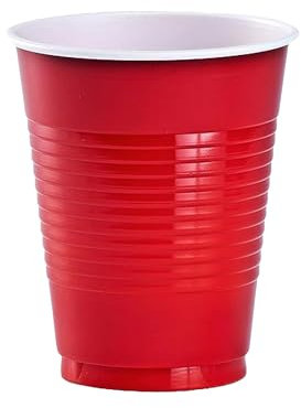 Amscan 552287-40 Medium 355ml-10 Pcs Red Disposable Plastic Cups 355ml, 10 Count (Pack of 1)