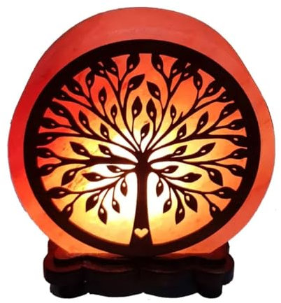 HIMALAYAN SALT ® LAMPADA DI SALE ROSA DELL'HIMALAYA AUTENTICA CERTIFICATA VARIE MISURE E FORME grezza fuoco palla cuore piramide led usb (4KG LAMPADA ALBERO PACE)