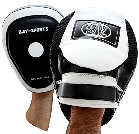BAY® GEL TECH PAD ECHTES LEDER ERGO Pratzen, SCHWARZ / WEISS Handpratzen, vorgekrümmt, 2 Stück, Pratzen, krumm, 2 Stück, Schlagpolster Herren Lady Frauen Damen Mädchen Kinder Schlagkissen Trainerpratzen Schlagpratzen Schlagmitts Mitt Mitts Coachingpratzen Kickboxen Karate Taekwondo Muay Thai Thaiboxen Tae Kwon Do Handschlagpolster 2er Set Boxpratzen Boxen Pads Boxpads Handpratzen Kamfsport Schlagpolster Kickboxen Schlagkissen