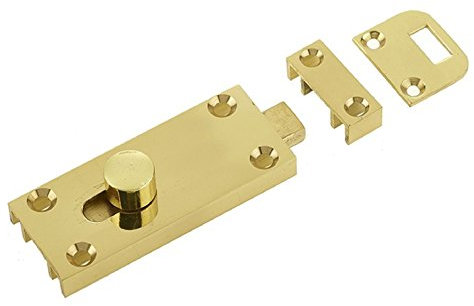 Jedo Quality Modern Slimline Bathroom Slide Bolt 63mm x 25mm (Polished Brass)