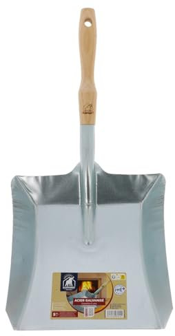 ÉLÉPHANT Maison - Pelle Acier Origine - Grand Format pour Déchets Verts - Corps en Acier Galvanisé - Manche en Bois de Frêne - Utilisation Extérieure - Durable & Robuste - Fabriqué en France