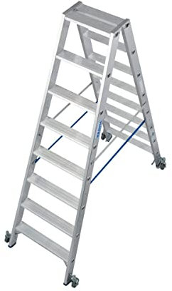 Stufen Doppel Leiter, fahrbar Stufenzahl 2x8 Krause
