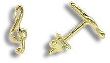 Ohrstecker per Stück echt 14 Karat Gold 585 Notenschlüssel (Art 602036/811089)