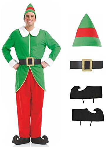 Fun Shack Weihnachtself Kostüm Herren, Elfenkostüm Weihnachten Herren, Weihnachtselfe Kostüm, Kostüm Weihnachtself, Weihnachts Elfen Kostüm L