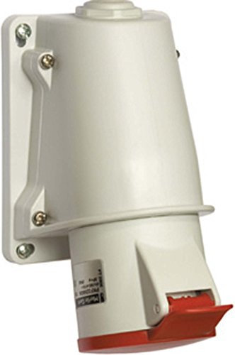 Schneider Pkf32 W434 Industriel Sockets et des fiches 4 x 32 A, Triple, 3P + T, IP44, à vis, Prise Murale, Blanc, Lot de 6 pièces
