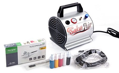 Original Fengda FD-176K - Professionale aerografo Kit/Set con compressore y Aerografo Doppia Azione