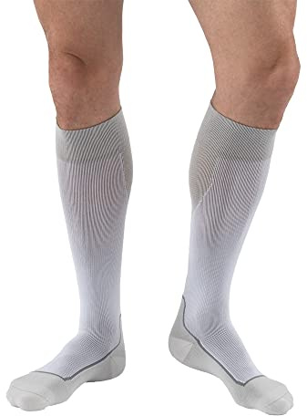 JOBST 7529001 BSN Medical Compression Sock, Knee High, 20-30mmHg, Closed Toe, Medium, White/Grey